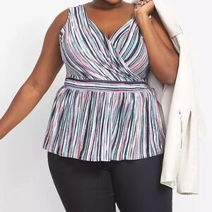 Lane Bryant Fun Colorful surplice swing stripe sleeveless top 14